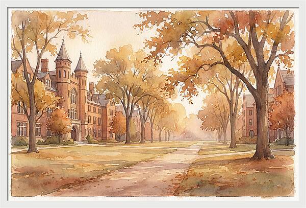 Autumn Golden Hour On Tree Lined Avenue