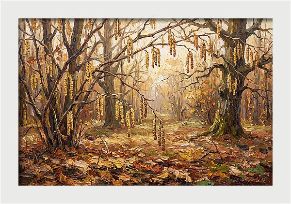 Autumn Hazel Nut Catkins