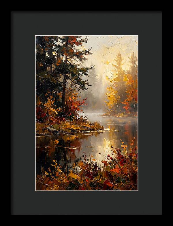 Autumn Mist Over Still Lake