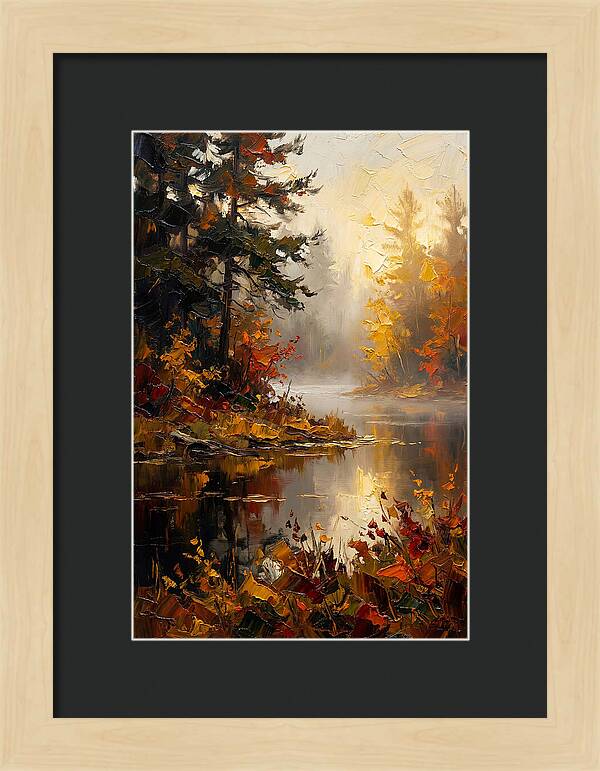 Autumn Mist Over Still Lake