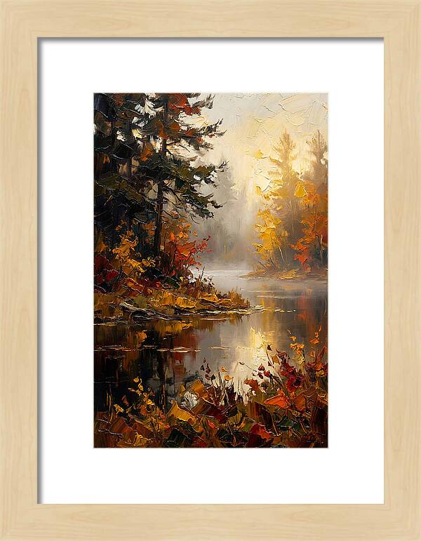 Autumn Mist Over Still Lake