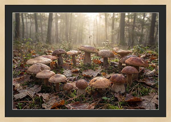 Autumn Mushroom Ring In Dewy Forest