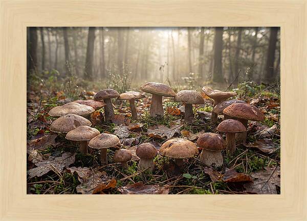 Autumn Mushroom Ring In Dewy Forest