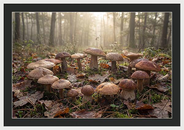 Autumn Mushroom Ring In Dewy Forest