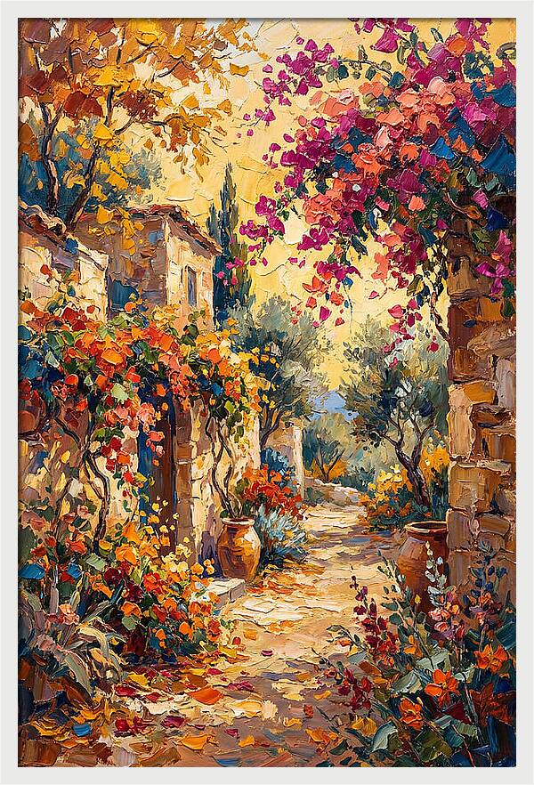 Autumn Pathway Through Bougainvillea