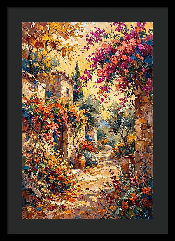 Autumn Pathway Through Bougainvillea