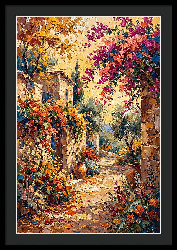 Autumn Pathway Through Bougainvillea