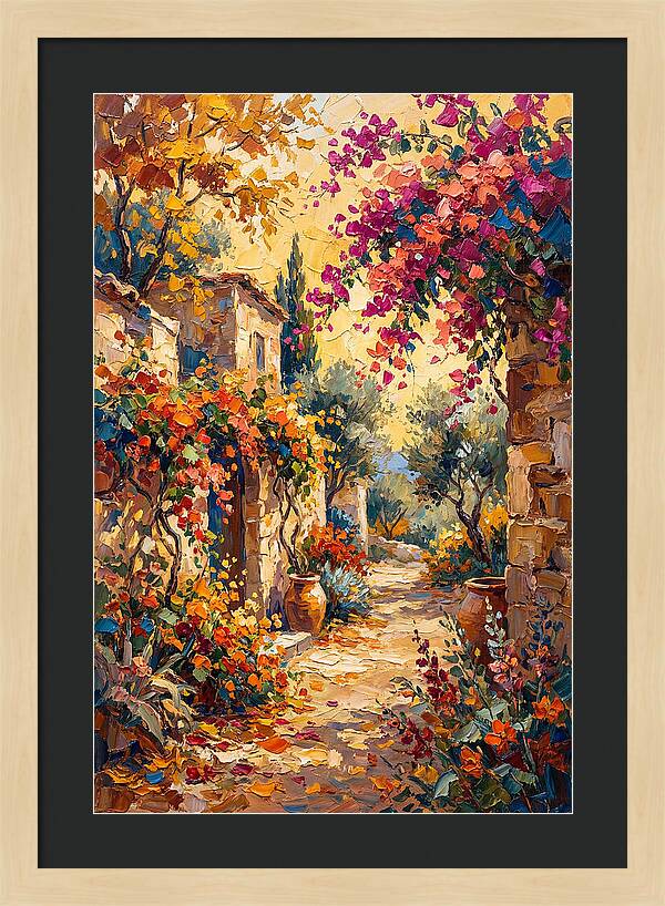 Autumn Pathway Through Bougainvillea