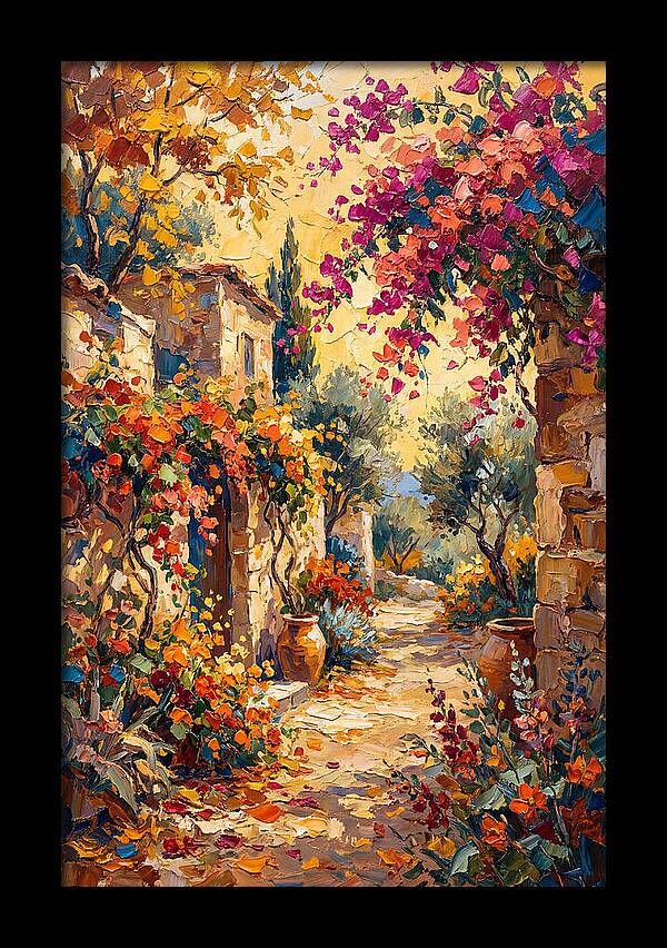 Autumn Pathway Through Bougainvillea