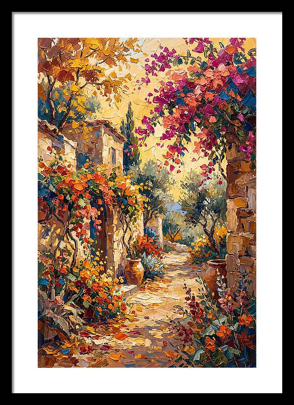 Autumn Pathway Through Bougainvillea