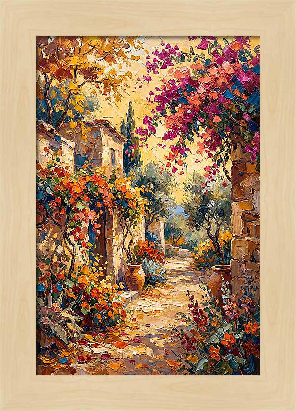 Autumn Pathway Through Bougainvillea