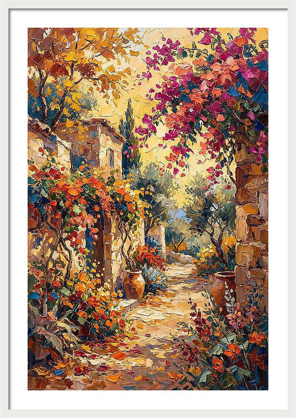 Autumn Pathway Through Bougainvillea