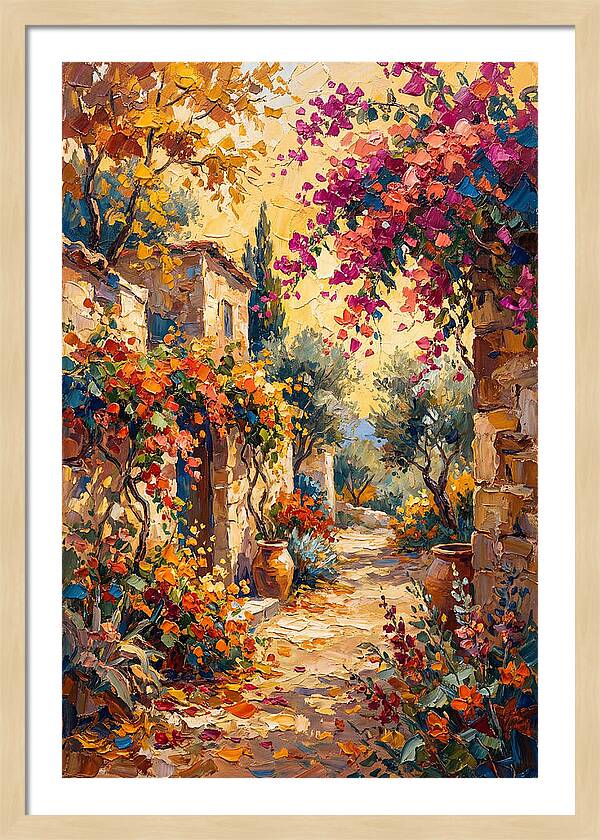 Autumn Pathway Through Bougainvillea