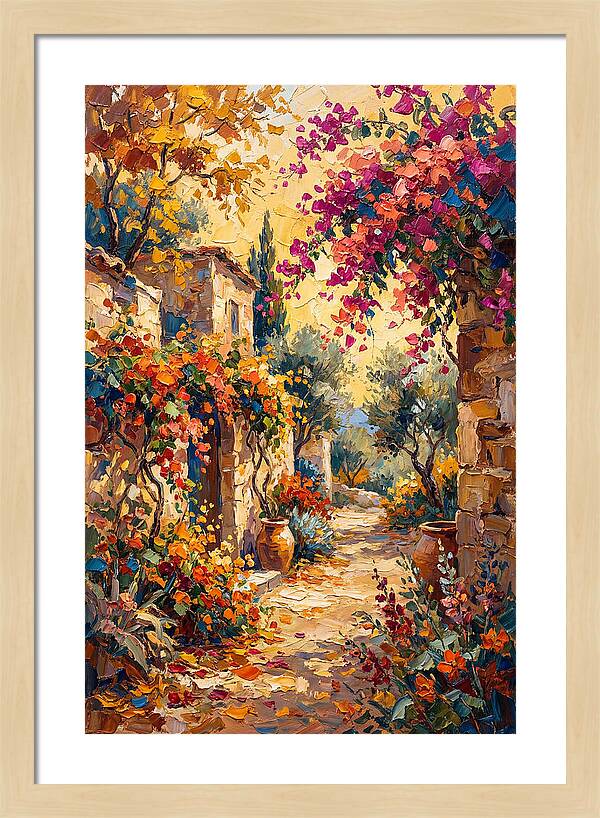 Autumn Pathway Through Bougainvillea