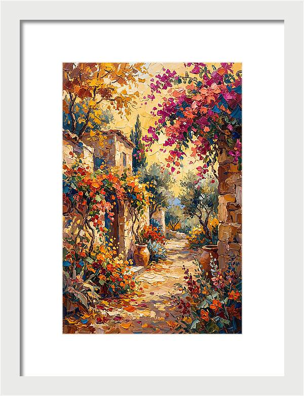 Autumn Pathway Through Bougainvillea