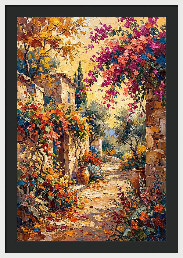 Autumn Pathway Through Bougainvillea