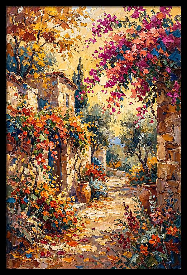 Autumn Pathway Through Bougainvillea