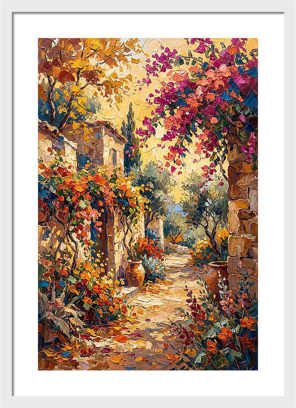 Autumn Pathway Through Bougainvillea