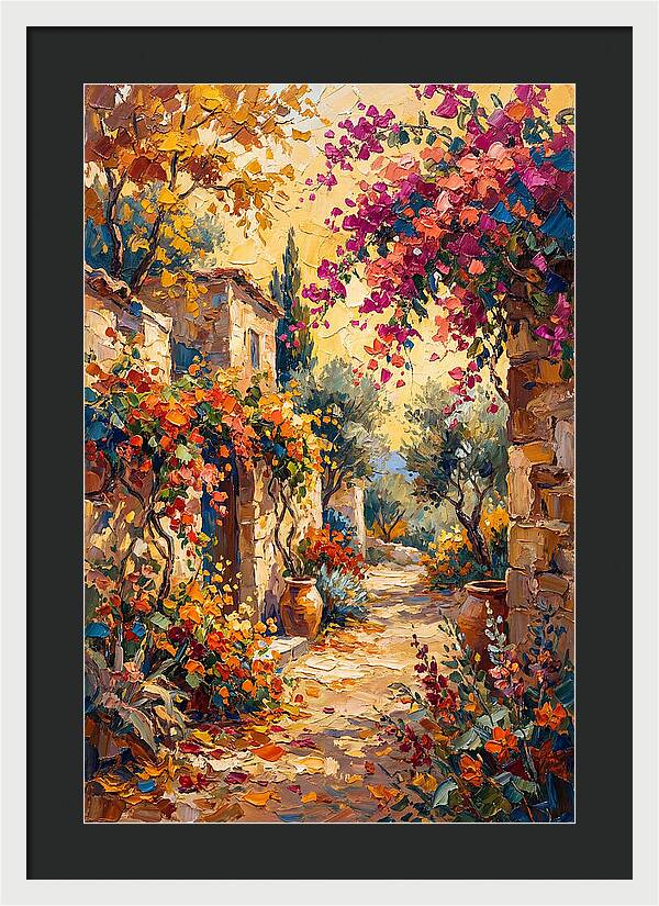 Autumn Pathway Through Bougainvillea