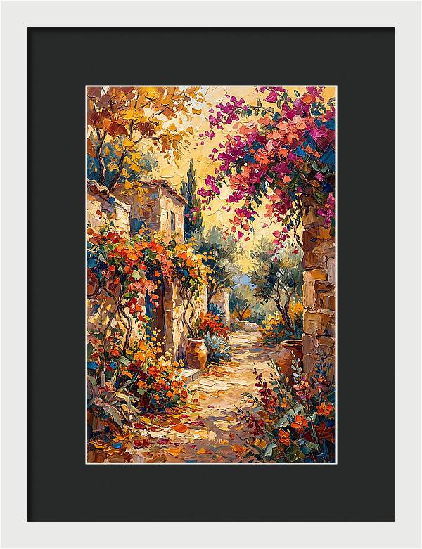 Autumn Pathway Through Bougainvillea