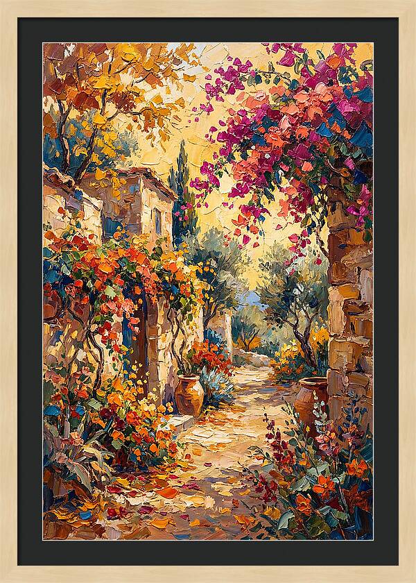 Autumn Pathway Through Bougainvillea