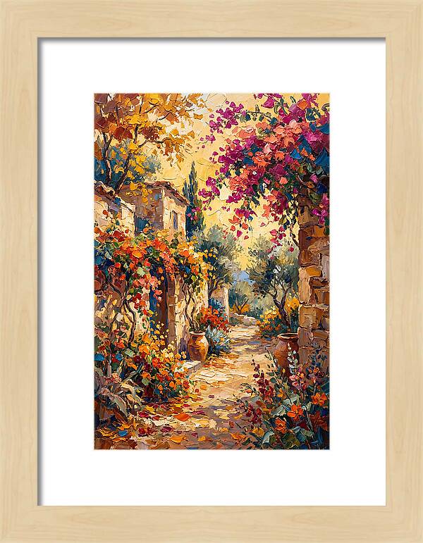Autumn Pathway Through Bougainvillea