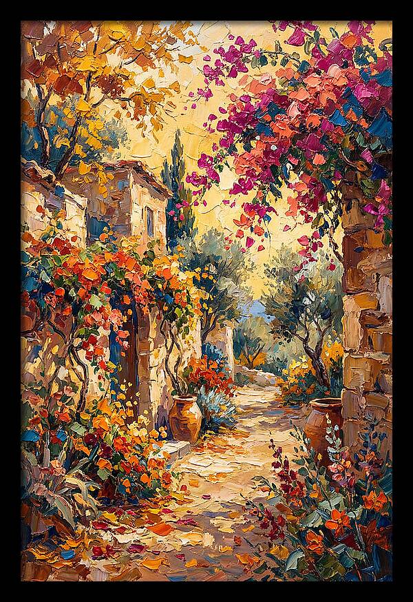 Autumn Pathway Through Bougainvillea