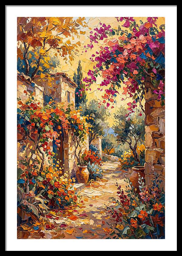 Autumn Pathway Through Bougainvillea