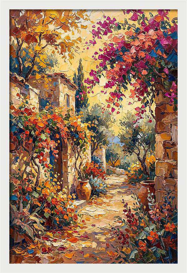 Autumn Pathway Through Bougainvillea