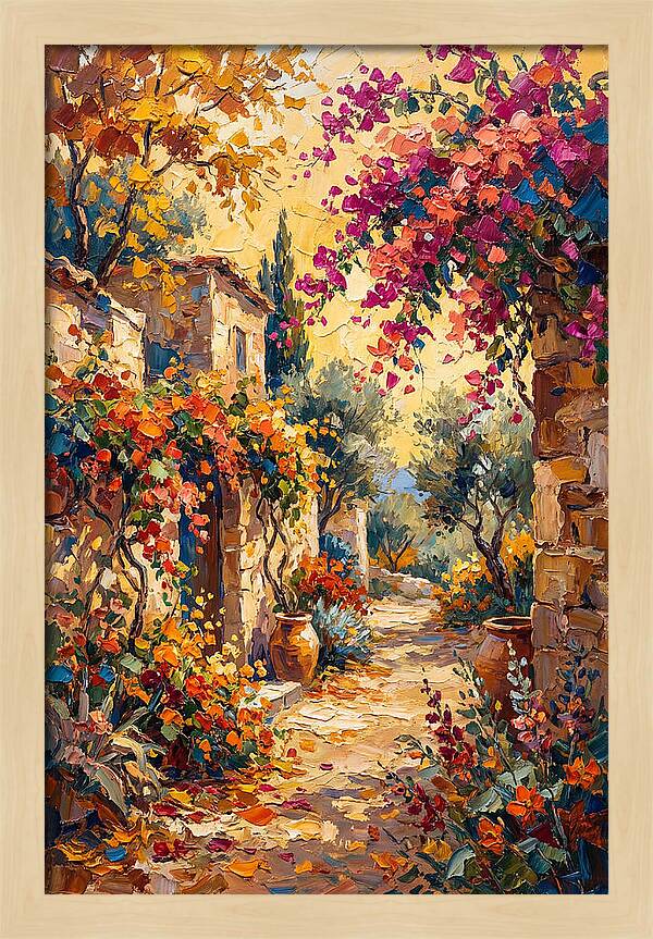 Autumn Pathway Through Bougainvillea