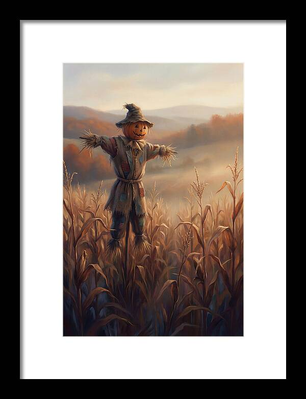 Autumn Scarecrow In Corn Field