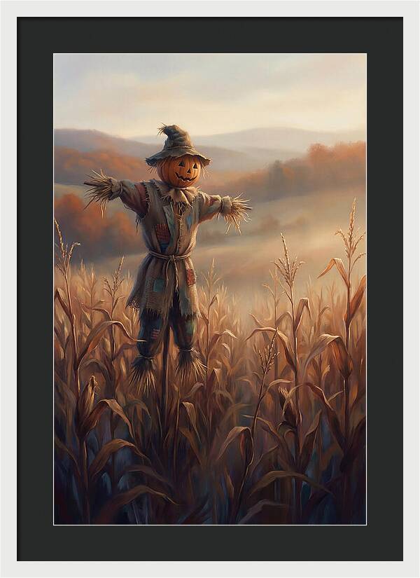 Autumn Scarecrow In Corn Field