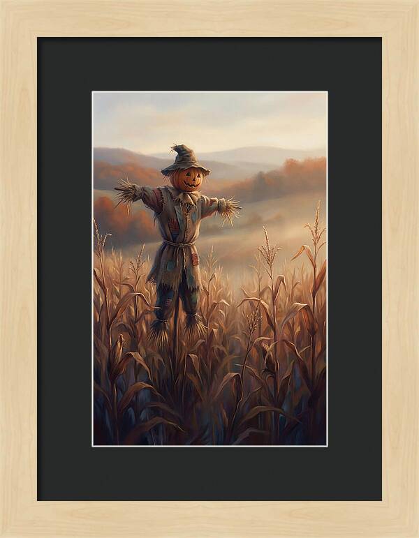 Autumn Scarecrow In Corn Field