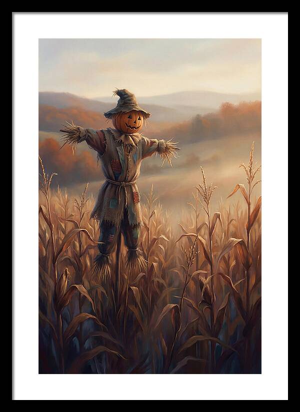 Autumn Scarecrow In Corn Field