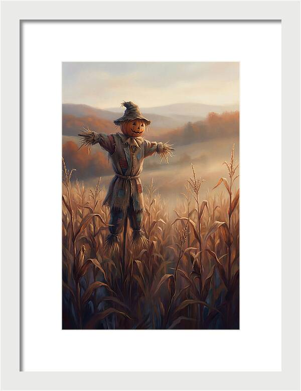 Autumn Scarecrow In Corn Field