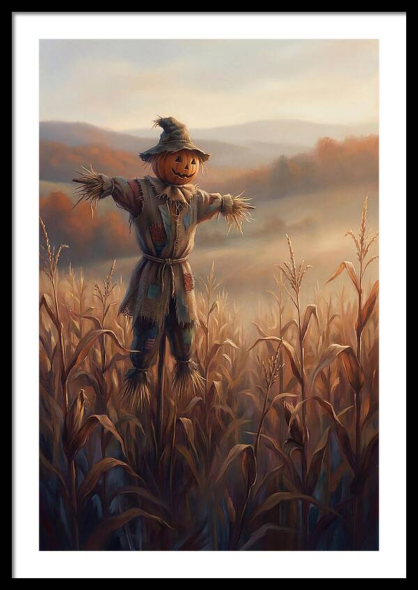 Autumn Scarecrow In Corn Field
