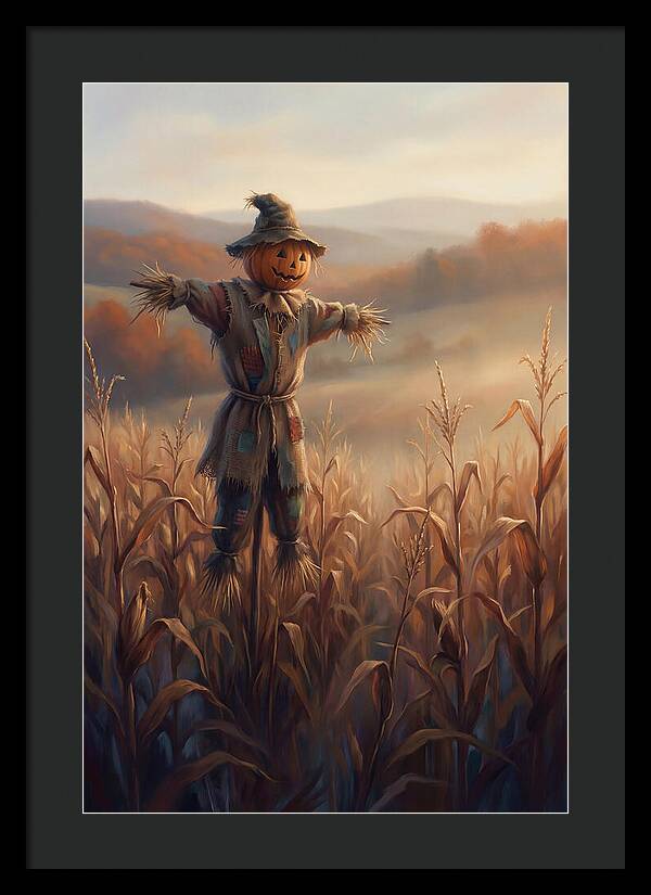 Autumn Scarecrow In Corn Field