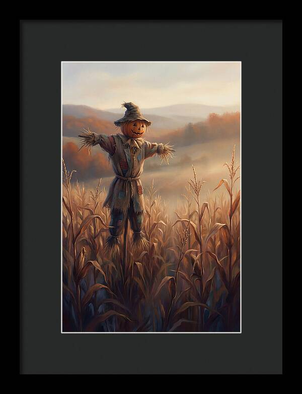 Autumn Scarecrow In Corn Field
