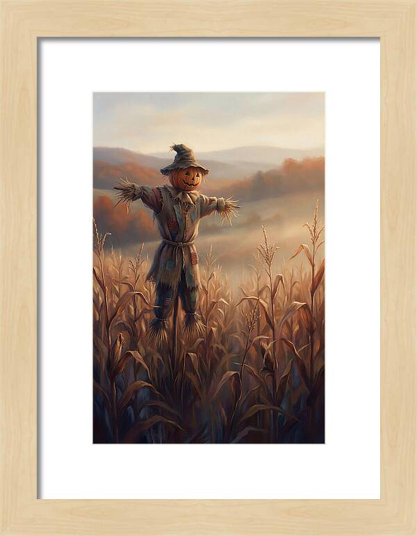Autumn Scarecrow In Corn Field