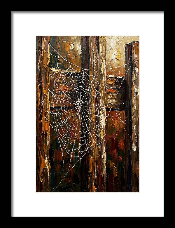 Autumn Spider Web With Dew