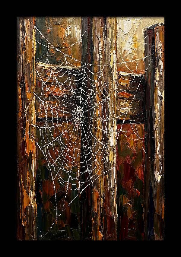 Autumn Spider Web With Dew