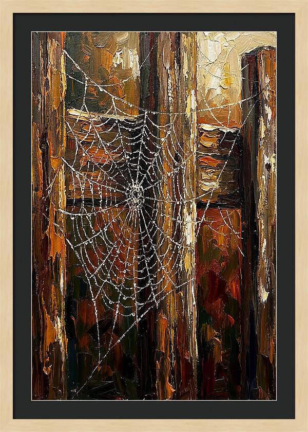 Autumn Spider Web With Dew