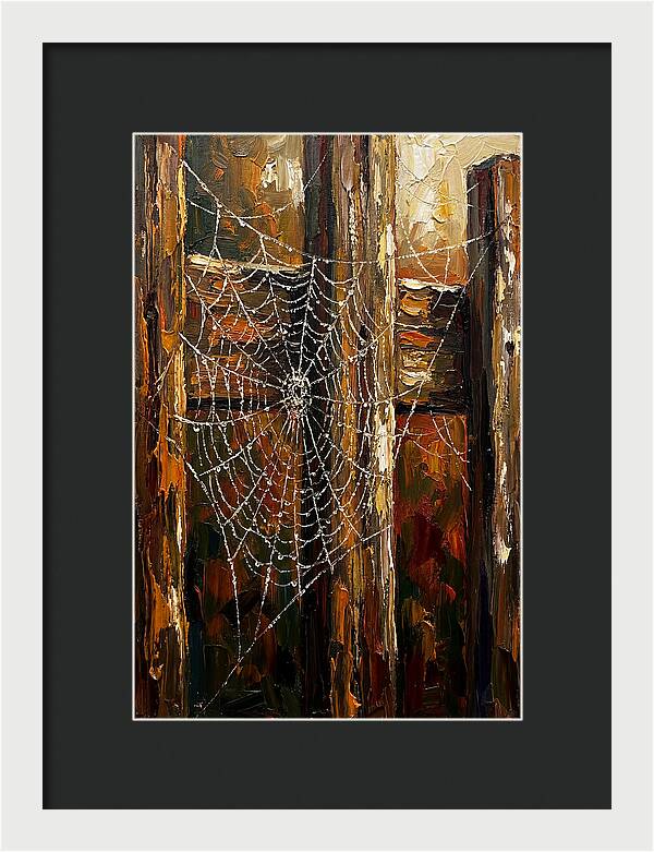 Autumn Spider Web With Dew