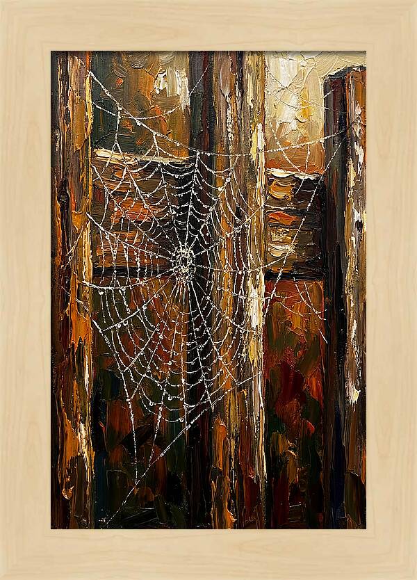 Autumn Spider Web With Dew