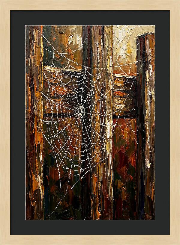 Autumn Spider Web With Dew