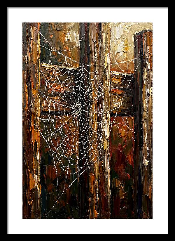 Autumn Spider Web With Dew