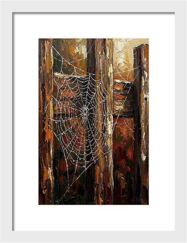 Autumn Spider Web With Dew