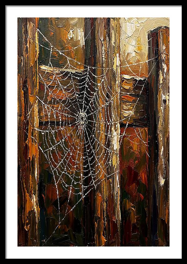 Autumn Spider Web With Dew