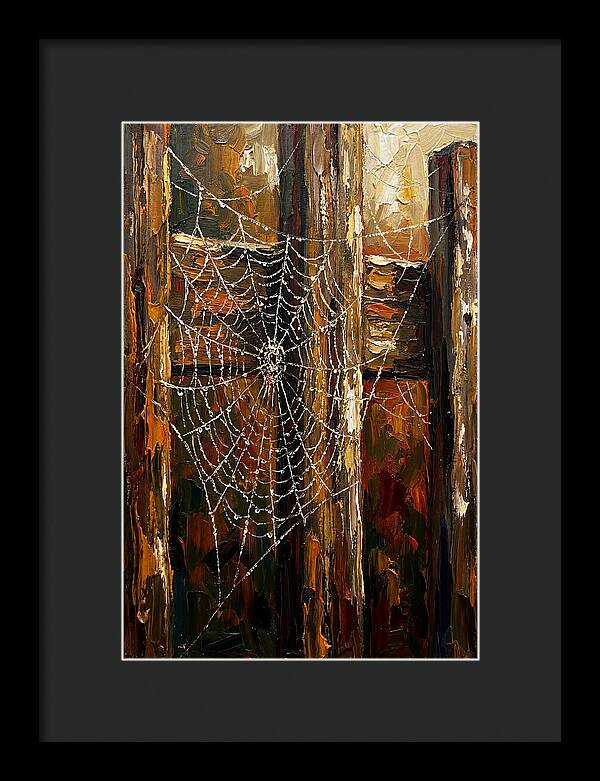 Autumn Spider Web With Dew