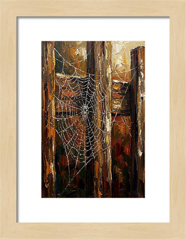 Autumn Spider Web With Dew